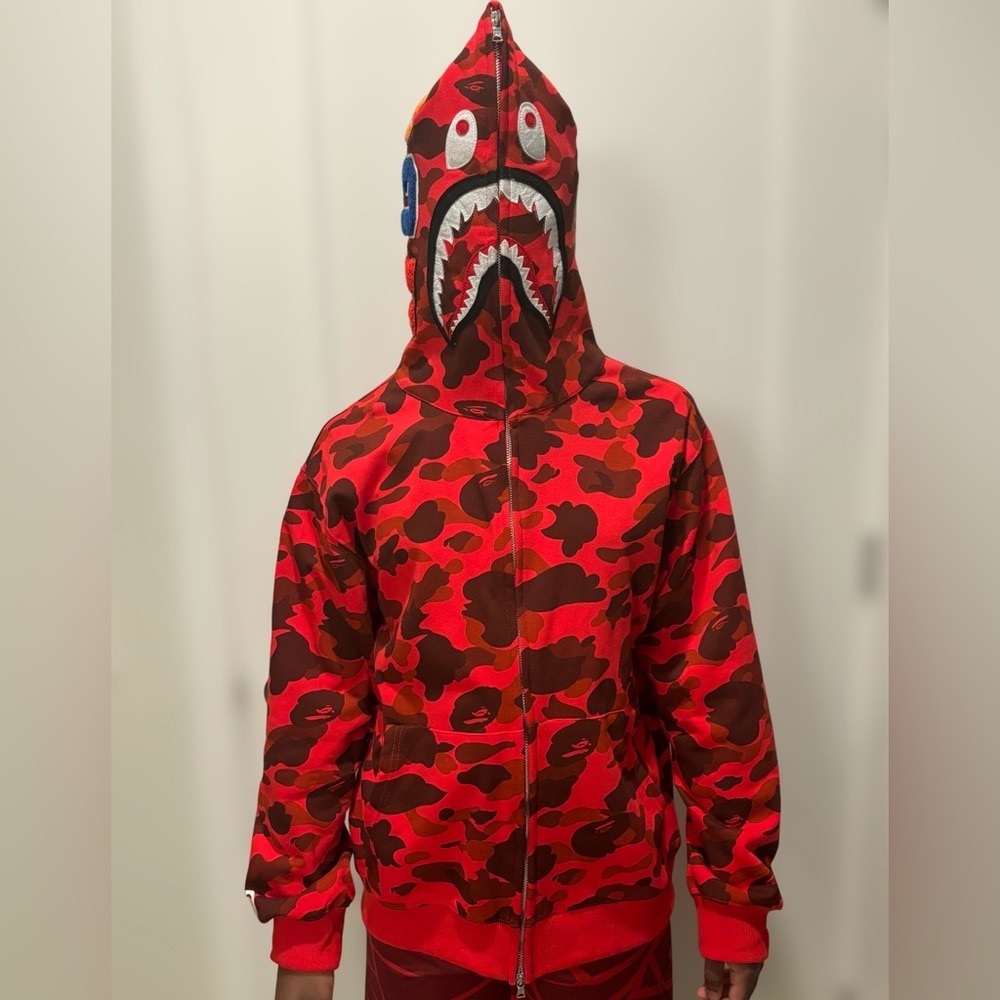 Baonmy Ape Hoodie Men Full Zip Up Hoodie Jacket Shark Mouth Jacket